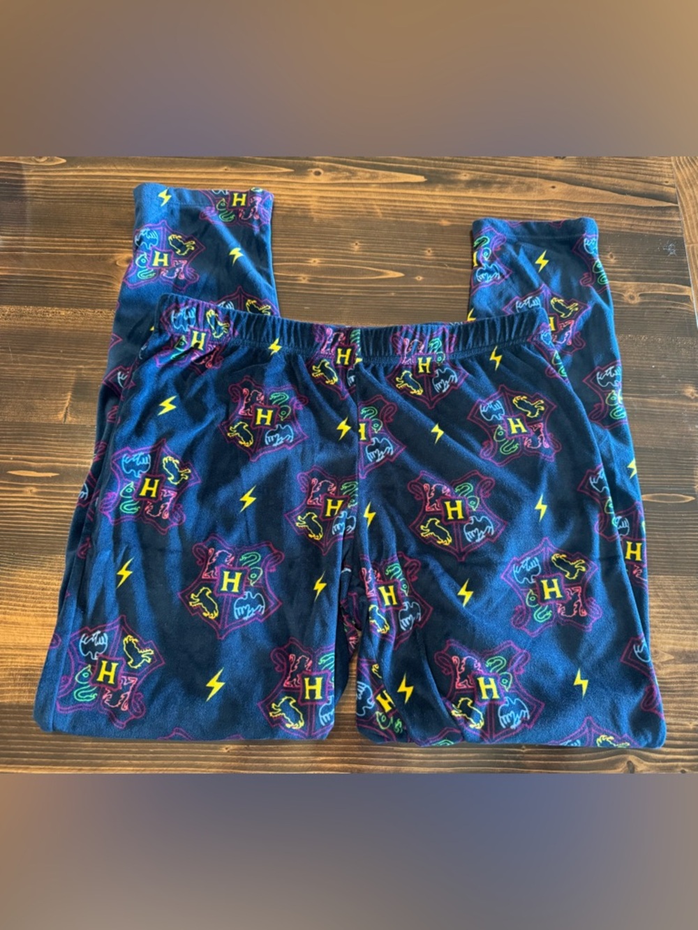 Harry Potter Navy Blue Printed Pajama Pants with Colorful Crest Motif